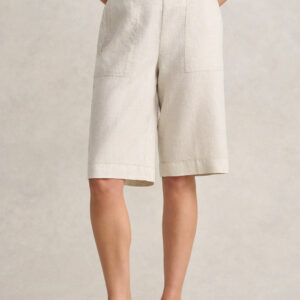 Waist Tab Linen Short - Natural Cross Dye