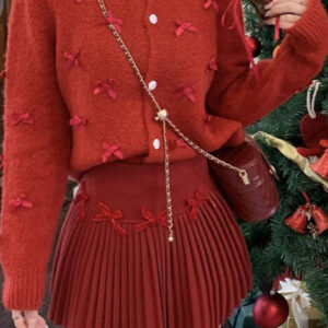 Chunky Bow Short Knit Cardigan